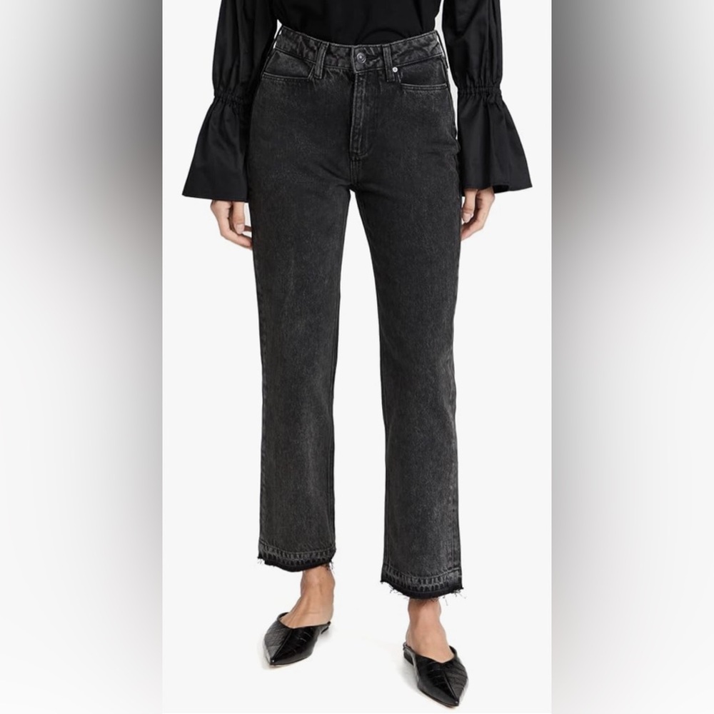 PAIGE Black Straight Leg Jeans